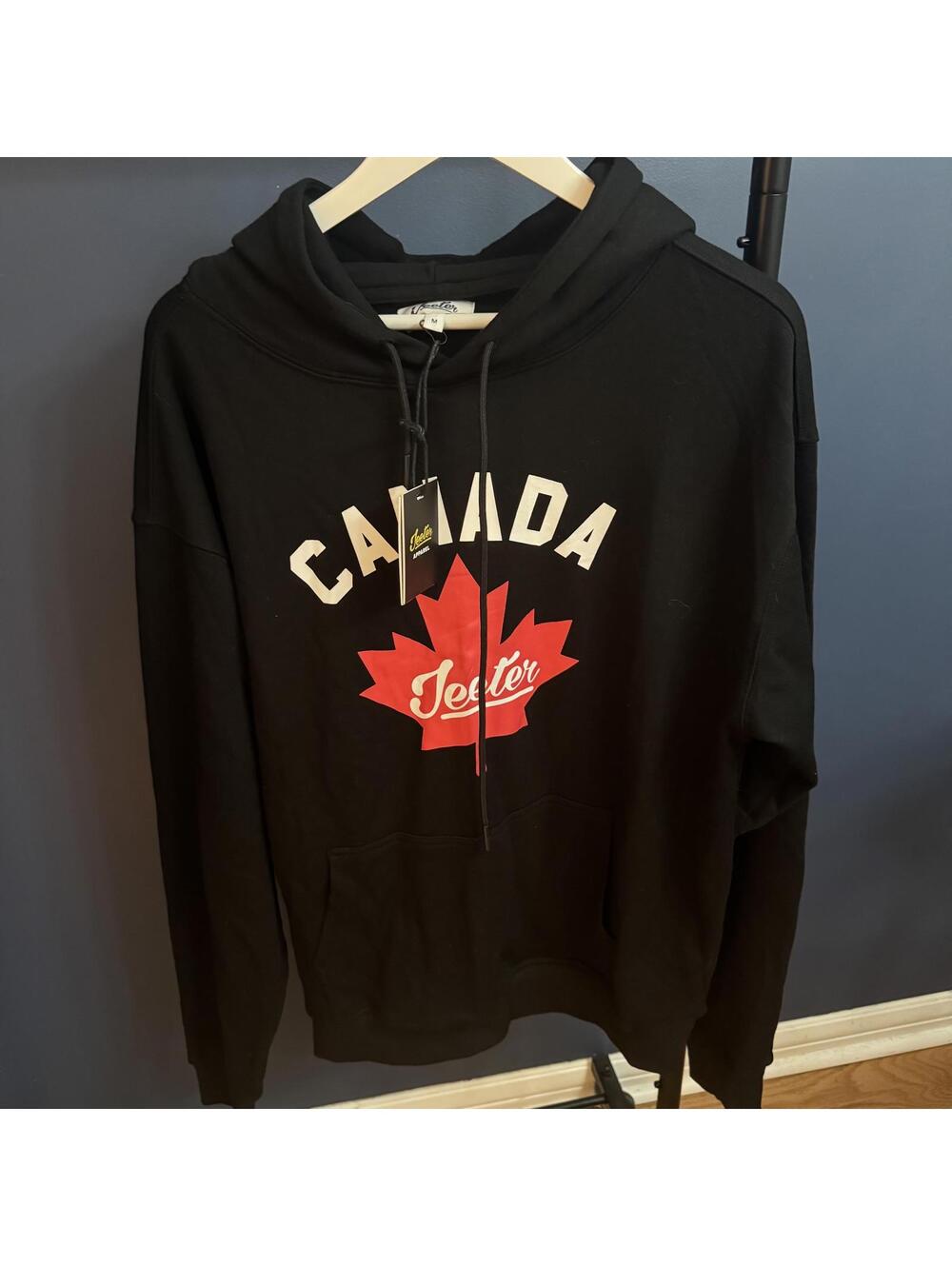 NWT Jeeter Canada Hoodie Black Medium Maple Leaf Graphic Streetwear